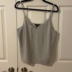 Light grey dressy tank with lace neckline
